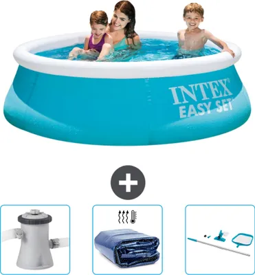 Produktbild von Intex runder aufblasbarer Easy Set-Pool – 183 x 51 cm – Blau – im Lieferumfang enthalten Filterpumpe für Schwimmbad - Sonnensegel - Reinigungskit