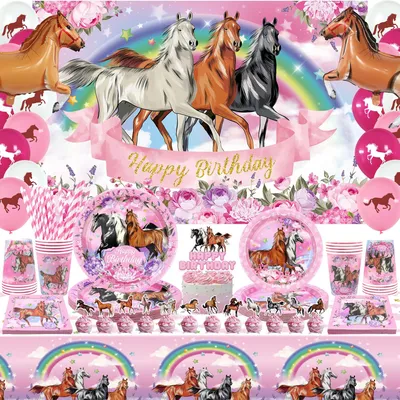 Productafbeelding van Omgoods - 159 Delige Paardenthema Verjaardagsdecoratie voor Meisjes
