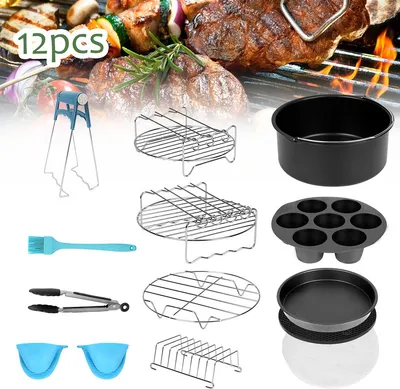 Immagine prodotto di TolleTour accessori per friggitrice ad aria (12 set) -8 pollici, gli accessori per friggitrice ad aria, adatto per 4.0QT-8QT friggitrici ad aria di tutte le marche