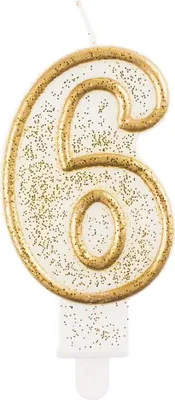 Produktbild von Kerzenstellige "6", Goldkontur