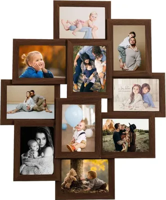 Obrázek produktu pro vidaXL Kolážový rámeček pro fotografie 10x(13x18 cm) Tmavě hnědá MDF deska