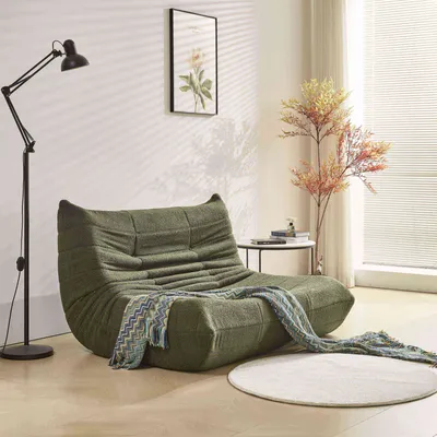 Produktbild von okwish Doppel Schlafsofas Relaxsessel mit Rückenlehne, Lazy Sofa, Indoor-Sitzkissen, faltbarer Meditationsstuhl, geeignet für Schlafzimmer, Wohnzimmer, Grün