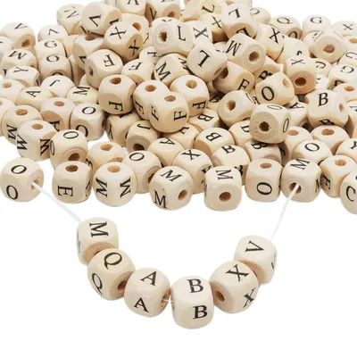 312 Holzperlen mit Buchstaben A-Z, 10 mm, zum Basteln