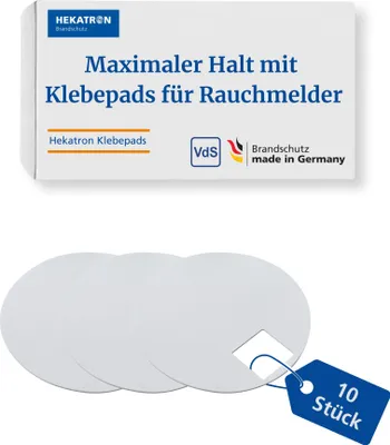 Produktbild von Hekatron Klebepads ohne Bohren für Genius Melder, Germany, geeignet für Genius Plus, Genius Plus X und Genius H, werkzeugfrei, weiß, 10 Stück