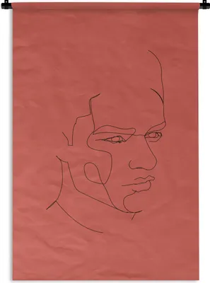 Produktbild von MuchoWow® Wandteppich Wandbehang Mann - Gesicht - Strichzeichnung 60x90 cm Tapisserie Dekoration Wandtuch - Foto-Teppich - Abwaschbar