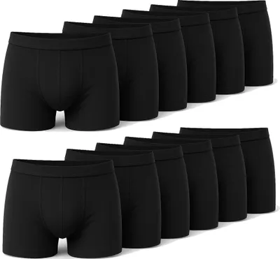 Produktbild von Boxershorts Herren Retroshorts Unterwäsche Unterhosen Baumwolle; 12x Schwarz XL