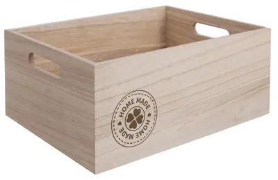 Image de Boîte de rangement en bois - 31 x 21 x 13 cm - Beige