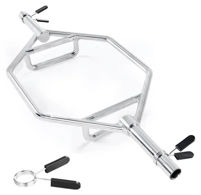Produktbild von Trap Bar Hexagon Hantelstange Langhantel 50 mm 360 kg Tragkraft, Gewichtheben und Krafttrainingsgerät, Heimfitnessstudio für Kniebeugen Kreuzheben Schulterdrücken, Silber