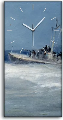 Produktbild von Dekor Leinwand Uhr Wandbilder Geräuschlos 30x60 Gemälde Ozean See Schiff - weiße Hände