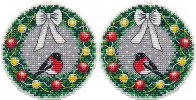 Obrázek produktu pro Sada pro vyšívání "Vánoční ozdoba. Věnec", vzor, 9,2 x 9,2 cm