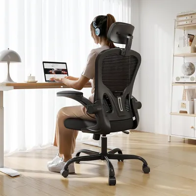 Produktbild von Bürostuhl Synorla Bürostuhl, ergonomischer Bürostuhl mit 150 kg Tragkraft, hohe Rückenlehne für komfortables Arbeiten über lange Stunden, 360° drehbar
