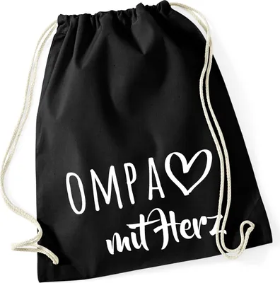 Produktbild von Huuraa Turnbeutel OMPA mit Herz 12 Liter Black Baumwolle Rucksack Geschenkidee