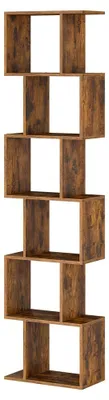 Produktbild von Freistehendes Bücherregal mit 6 Ebenen als Raumteiler | Braun | 24x40x191 cm