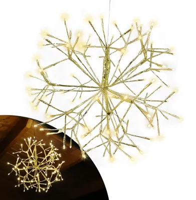 LED-Stern 50 cm, 120 warmweiße LEDs, Timer, gold, Weihnachtsdeko