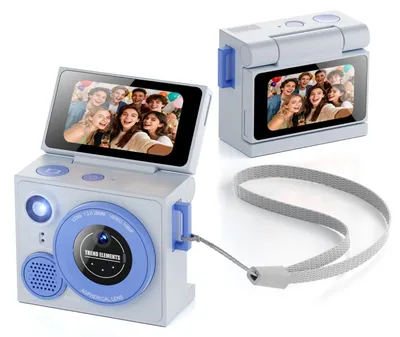 Productafbeelding van ZELURXX Mini Kindercamera, HD Sportcamera 1080P, Kleine vingercamera, Foto- en videorecorder, draagbare pocketcamera, 1,47" display, hemelsblauw