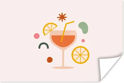 Produktbild von MuchoWow® Poster Cocktail - Strohhalm - Frucht 60x40 cm - Schlafzimmerdekoration