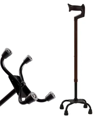 Obrázok produktu pre Gehstock – model 005 – štvornožný – výškovo nastaviteľný 65–87 cm – hliník – ergonomická rukoväť – protišmykové gumové nožičky – maximálna nosnosť 130 kg