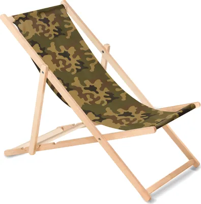 Produktbild von Liegestuhl aus Buchholz ohne Armlehne Sonnenliege Gartenliege 110kg Tarnfarbe grün
