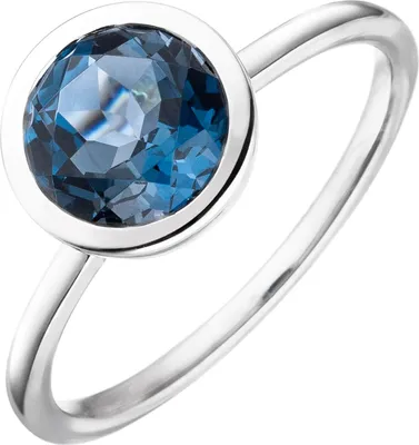 Produktbild von Ring aus 585 Gold Weißgold mit Blautopas Topas London Blue facettiert Innenumfang 52mm  Ø16.6mm