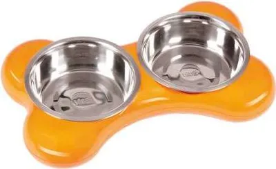Produktbild von Karlie Flamingo The Bone Bowl Doppelnapf - 2 x 1.500 ml Orange