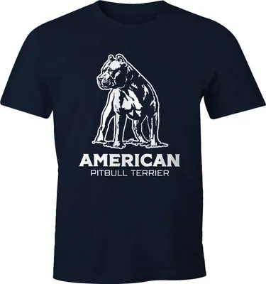 Produktbild von Herren T-Shirt mit American Pitbull Terrier Motiv Hunderasse Moonworks® navy 4XL