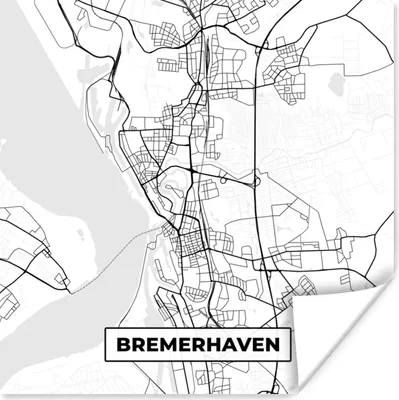 Produktbild von MuchoWow® Poster Karte - Bremerhaven - Karte - Stadtplan 50x50 cm - Wohnzimmerdekoration