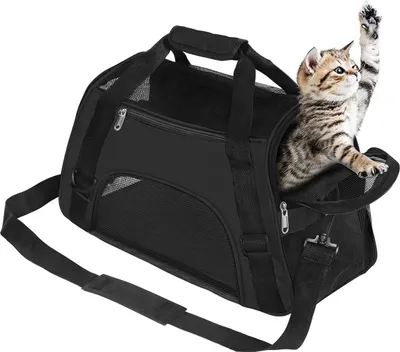 Produktbild von Optizium Hundetransportbox - Schwarz - M - 47 x 24.5 x 33 cm - Hundebox Hundetasche Katzenbox Autotransportbox Soft-Sided Airline- faltbar