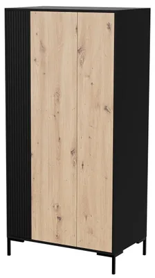 Productafbeelding van Cama MERCI garderobekast, 90 x 55 x 184 cm, zwart/eikenhout "artisan" afwerking
