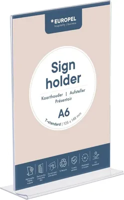 Obrázok produktu pre EUROPEL  350055 EUROPEL Tischaufsteller Acrylic, DIN A6 hoch, gerade