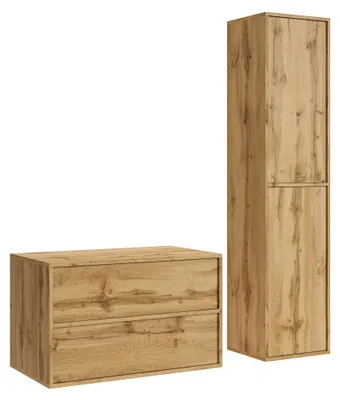 Obrázok produktu pre Badplaats Skrinka pod Umývadlo Mali 80 cm - Dub - Skrinka s Vysokou Skrinkou