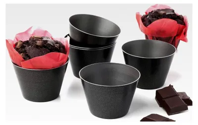 Produktbild von Muffin-Backform, Brownie-Blech, Tarteform, Crème Brûlée, Soufflé, Dariole-Förmchen | Dessert-Schalen, mini Auflaufform, klein, Panna Cotta | Antihaftbeschichtung, BPA-frei | 6 Stück