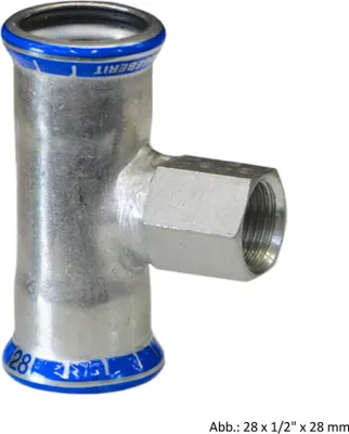 Produktbild von Geberit Mapress Edelstahl T-Stück IG, 22mm x 3/4" x 22mm