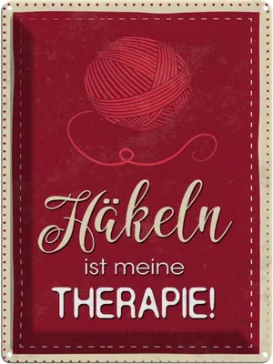 Produktbild von vianmo Blechschild 40x30 cm Häkeln ist meine Therapie Spruch Zitat