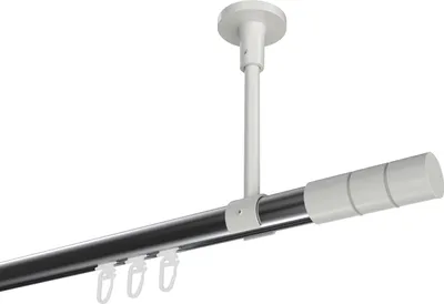 Produktbild von Interdeco Innenlaufstange / Gardinenstange mit Innenlauf Chrom / Weiß, Typ Sonette Elanto (Rillenzylinder) Deckenmontage, 20 mm Ø 1-läufig, 520 cm
