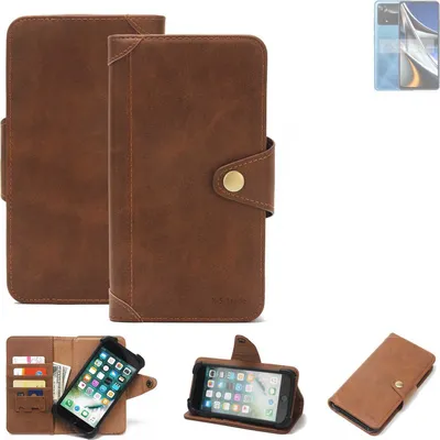 Produktbild von K-S-Trade Handyhülle kompatibel mit POCO X4 Pro 5G Schutz Hülle Walletcase Bookstyle Tasche Case Handytasche Wallet Flipcase Cover PolyurethanBraun (1x)