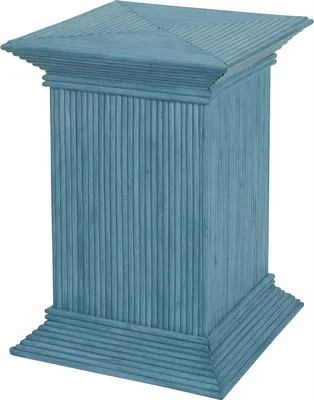 Produktbild von KRINES HOME Blumensäule, Pflanzenständer XXL aus echtem Rattan / Blumenhocker 50x50x72cm (Blau-gewaschen)