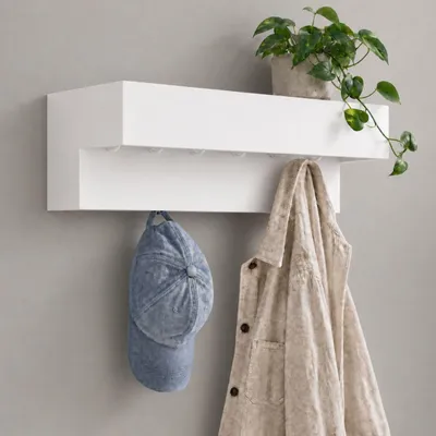 Immagine prodotto di Armadio a parete DanDiBo, 60 cm, metallo, bianco, modello 96742. Include barra appendiabiti, appendini e ganci. Armadio da parete sospeso, design moderno