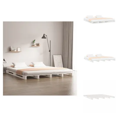 Obrázek produktu pro vidaXL Paletová postel bílá 135x190 cm z masivního borovicového dřeva - Postele a rámy postelí
