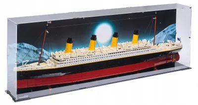Image de Vitrine noire avec fond imprimé, compatible avec le set LEGO® 10294 Creator Expert – Titanic