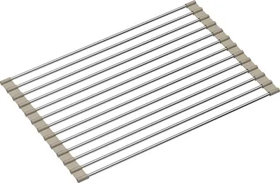 Produktbild von QUADRON Spülbeckenmatte aus Silikon und Stahl | Größe 38 x 25 cm, Farbe: Beige | MULTIFUNKTIONAL Temperaturbeständig | QMAT für die Küche