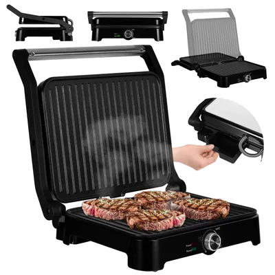 Produktbild von Zeegma Elektrogrill und Sandwichmaker Grill Chef Base 2in1 Hohe Leistung von 2000 W und schnelles Aufheizen, Antihaftbeschichtung der Heizplatten
