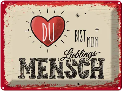 Produktbild von vianmo Blechschild 30x40 cm Du bist mein Lieblingsmensch Herz Spruch Zitat