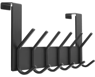 Immagine prodotto di Gancio per porta in acciaio inossidabile nero, adatto per porte fino a 4,5 cm di spessore, con 6 ganci