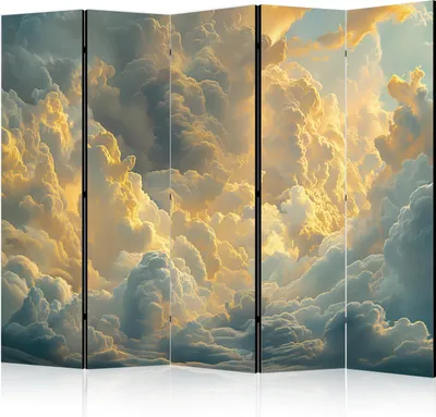 Obrázek produktu pro Oboustranný paraván Krajiny 225x172 cm 5dílný šedý
