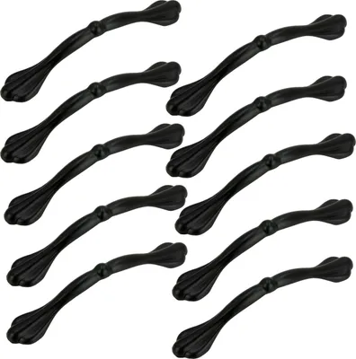 Image de lot de 10 poignées de meuble noir mates 96 mm en aluminium pour meubles de cuisine - Ferrures d'armoires élégantes et modernes pour un aménagement intérieur stylé