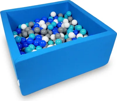 Produktbild von Bällebad 90x90x40cm azurblau – Mit 400 Bällen / türkis, blau, weiß, grau