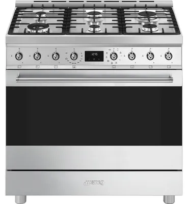 Imagen del producto de Smeg Symphony C9GMX2, cocina de pie, acero inoxidable, mandos, acero inoxidable, acero inoxidable, frontal