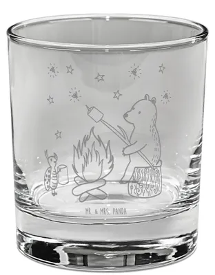 Produktbild von Mr. & Mrs. Panda Whiskyglas Bär & Marienkäfer Lagerfeuer - Transparent - Geschenk, Whisky Tumbler, Whiskey, Teddy, Glas, Gravur