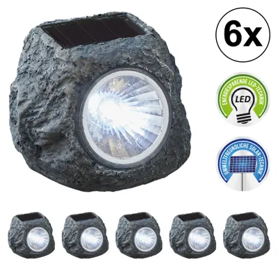 Produktbild von 6x Solarleuchte "Stein", 6,5x6x5cm, Solar, Garten, Wegleuchte