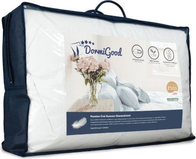 DormiGood | Premium Daunenkissen | 2er Set 40x80 cm | Daunen | Kissen Doppelpack | 40x80 | Kopfkissen | Allergiker geeignet | Nomite | Downpass